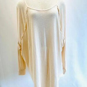 NWT LAUREN CONRAD Women Long Sleeve Pullover Round Neck Beige Shirt Plus Size 4X